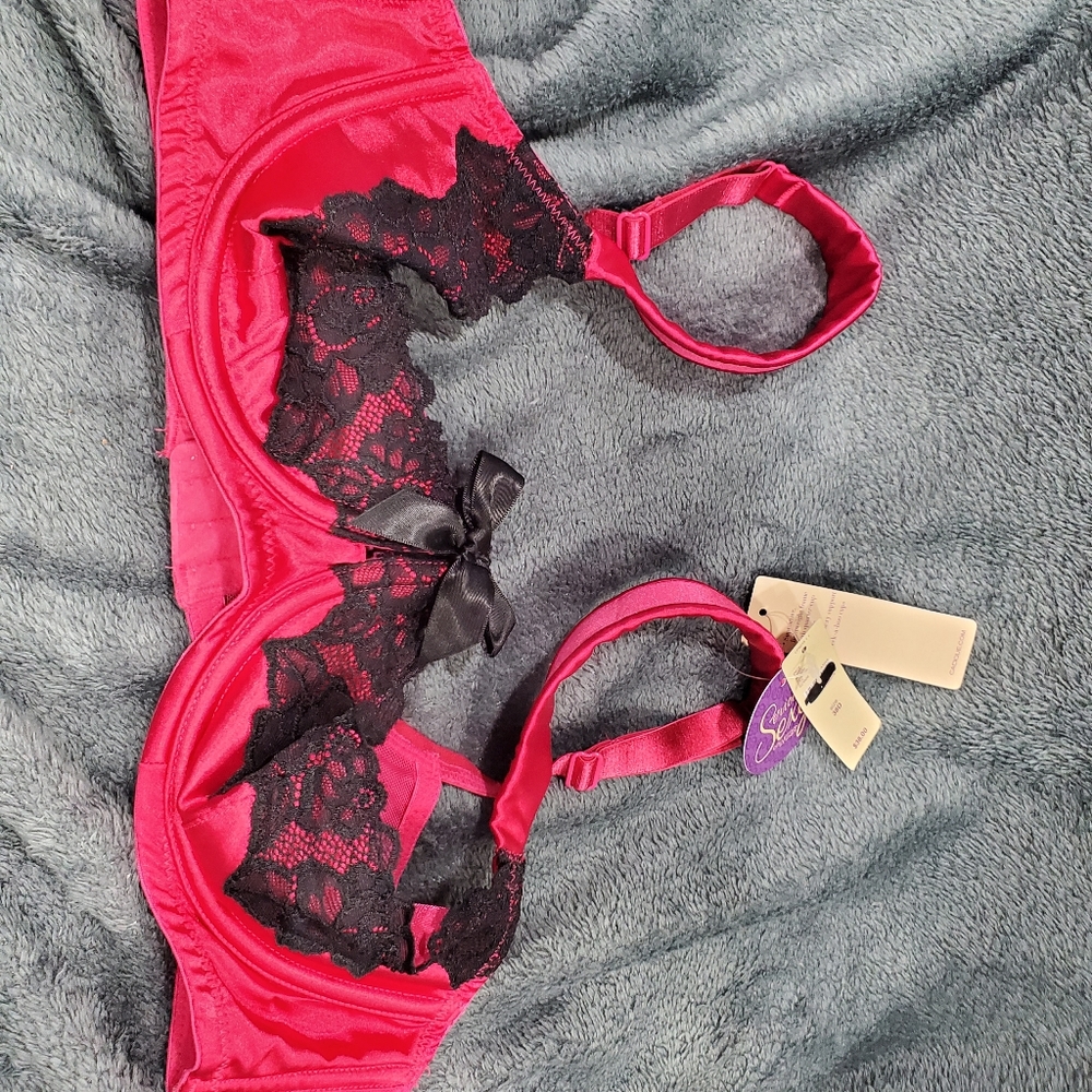 NWT Cacique hot pink quarter cup 38D bra